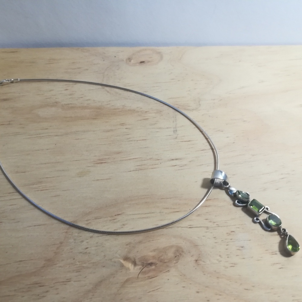 Sterling silver necklace with  emerald pendant